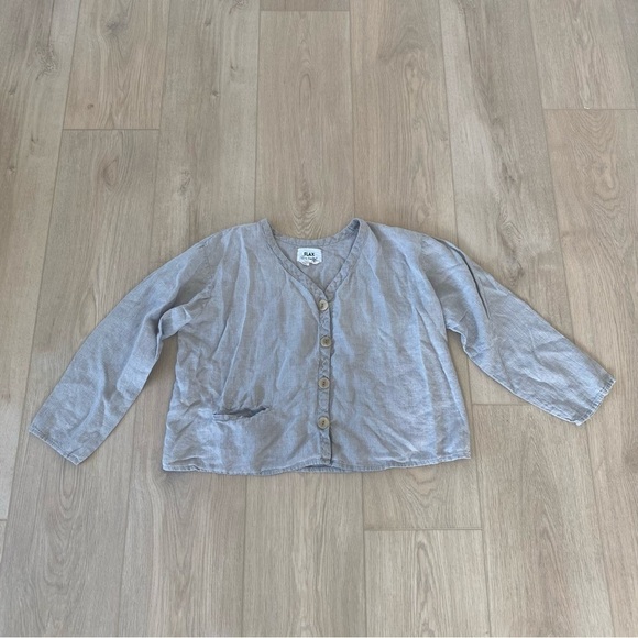 Flax Linen Lagenlook Button Front Jacket - Picture 1 of 5